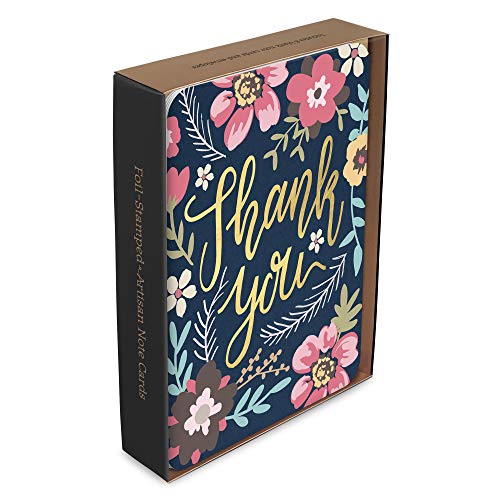 Image of Artisan Blank Note Cards by Studio Oh! - Midnight Garden - Pack of 8 - 4.25 inch x 5.5 inch Printed Textured Art Paper Embellished with Foil Stamping Cards and Envelopes