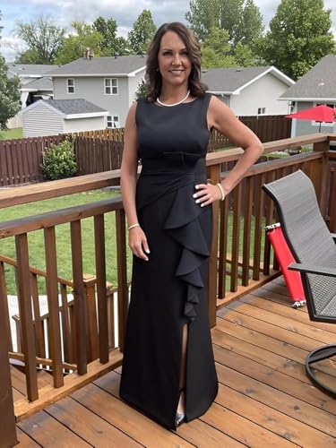 Fivsole Satin Mother of The Bride Dresses for Women Long Slit Mermaid Ruched Formal Evening Gowns3