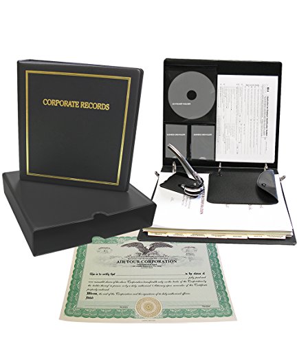 Corpkit Customized Thriftkit Corporate Kit With Printed Minutes &Amp; Bylaws/Operating Agreement, Black Binder, Slipcase, Corporate Seal, Certificates With Stubs-(Corporation)