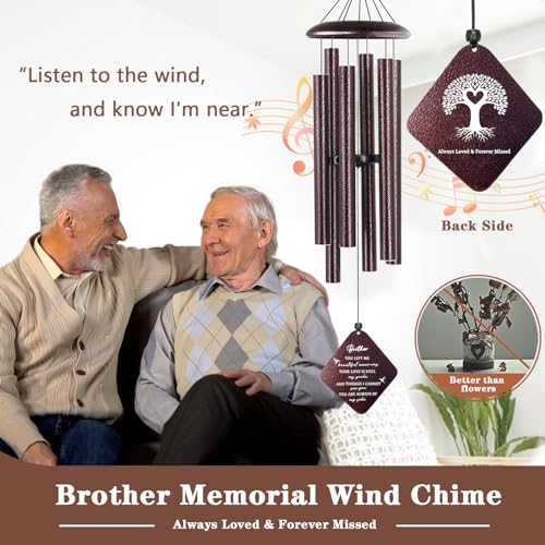 Image of Memorial Gifts for Loss of Brother, 32 inch Sympathy Wind Chimes for Loss of Brother, Bereavement Gifts Loss of Brother, Loss of Brother Sympathy Gifts, Windchimes in Memory of Brother (Bronze)