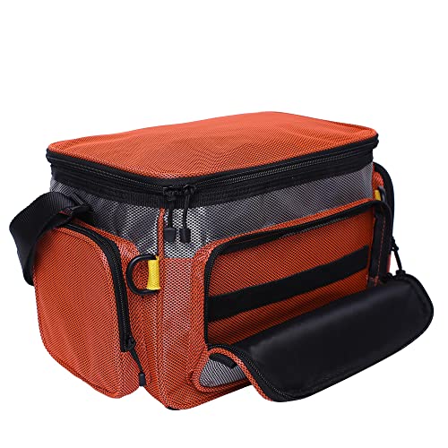 Kylebooker Small Fishing Tackle Storage Bag Fishing Gear Bags Portable Fishing Organizer Shoulder Satchel (Orange) #TOP4