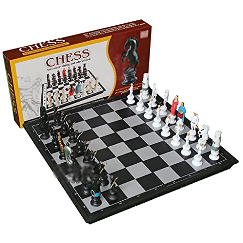 GAVIK Juego de ajedrez Juego de ajedrez magnético Juego de ajedrez de Personajes de plástico 32 Piezas de ajedrez de Figuras y 1 Tablero de ajedrez Plegable para Regalos de niños Regalo
