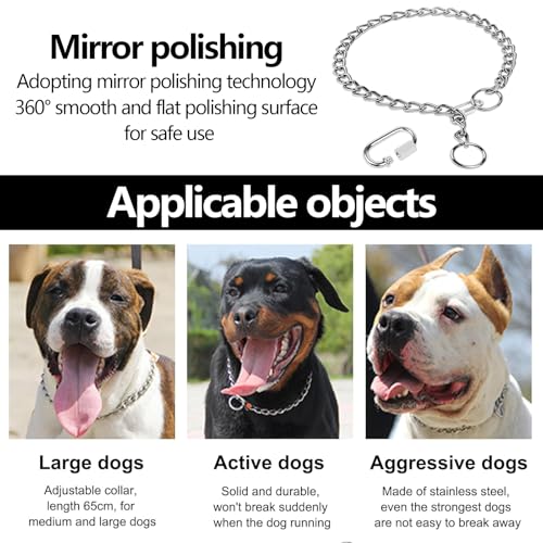 Kettenhalsband Hund, 65cm Hundehalsband Kette Edelstahl Hundehalskette mit Sicherer Schnalle Verstellbare Hundehalsband Kette Halsband für Hund Spazieren Gehen