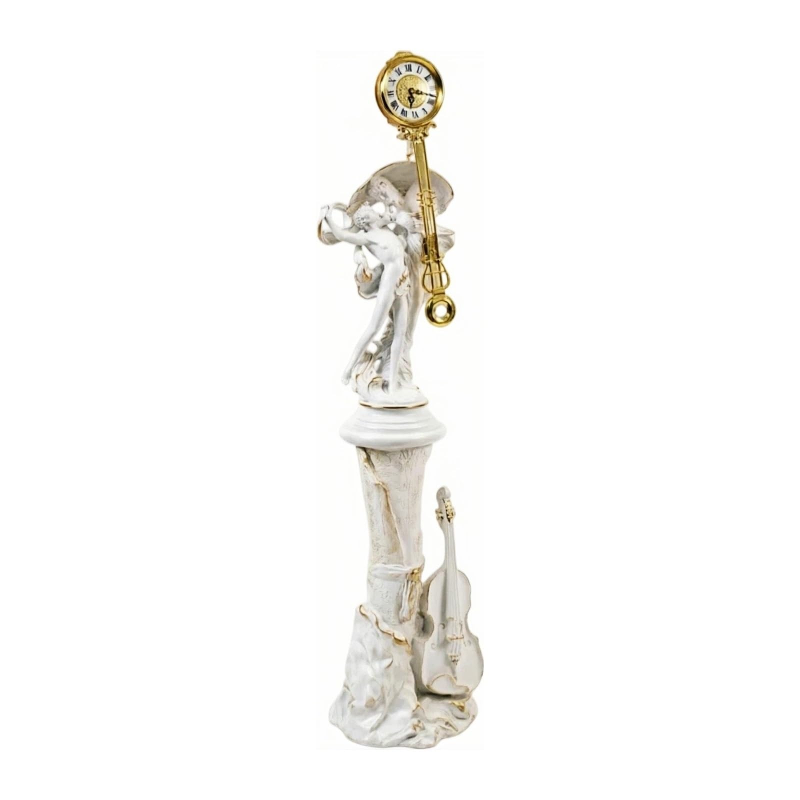WANGHAI-666 Grandfather Clocks White Floor Clock Quartz Silent European Style Sculpture for Home