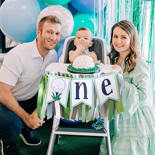 Golf 1st Birthday High Chair Banner - Hole In One Cake Smash Decorations, Boy First Birthday, Golf Party One Banner by Agkvw - Used condition - Image 2