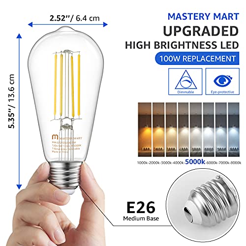Mastery Mart Vintage E26 Led Light Bulb, Glass St21 Ampoule Vintage Antique Edison Style Decorative Filament Bulb, Ul Listed And Energy Star For Home And Restaurant #TOP1