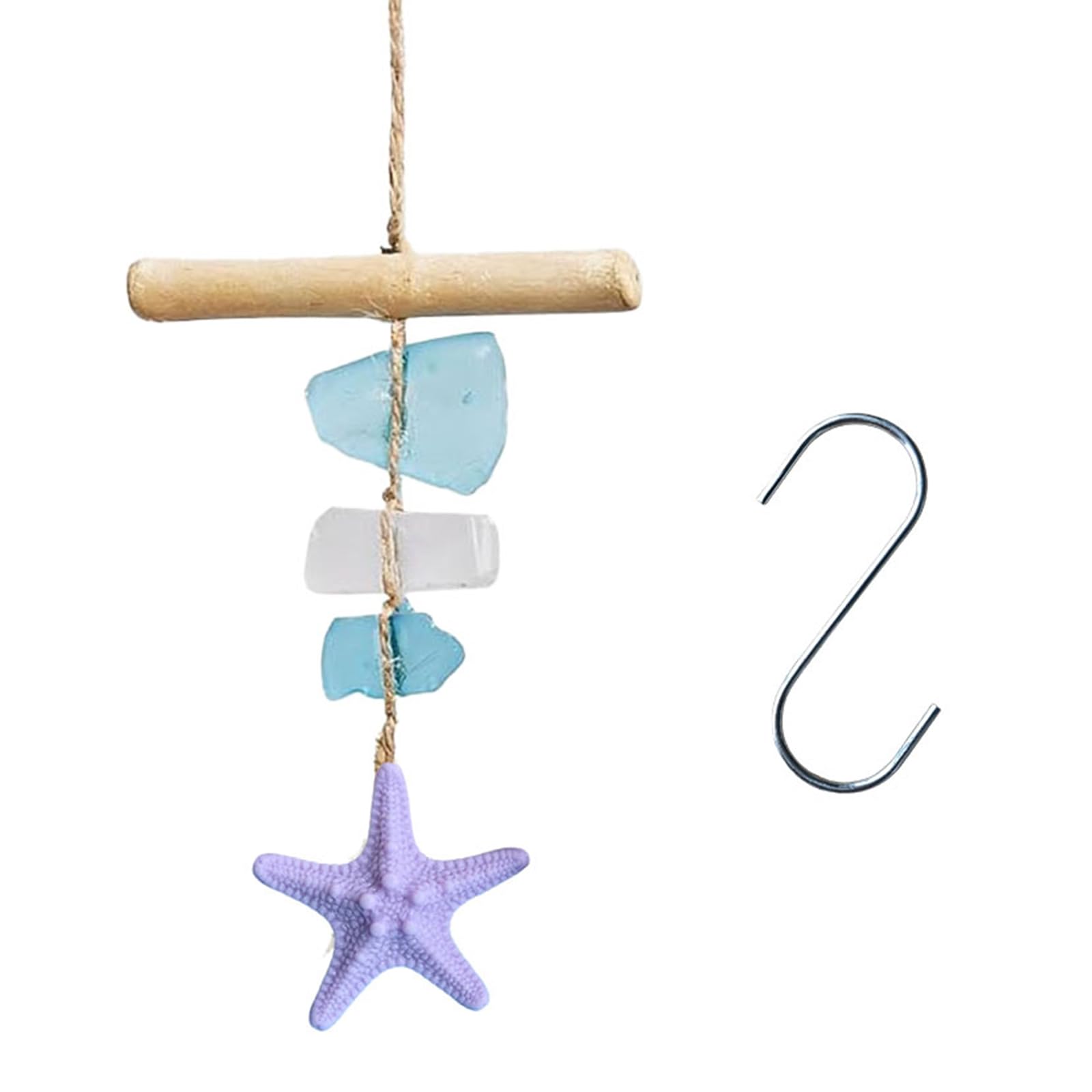 ZEPFJHE Sandblasted Sea Glass and Driftwood Wind Chimes for Patio Yard Window Handcrafted Windchimes Suncatchers