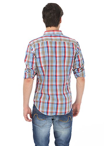 Image of BASICS 100% Cotton Checked Shirt for Men | Slim Fit | Everyday Smart Casual Wear | Full Sleeve