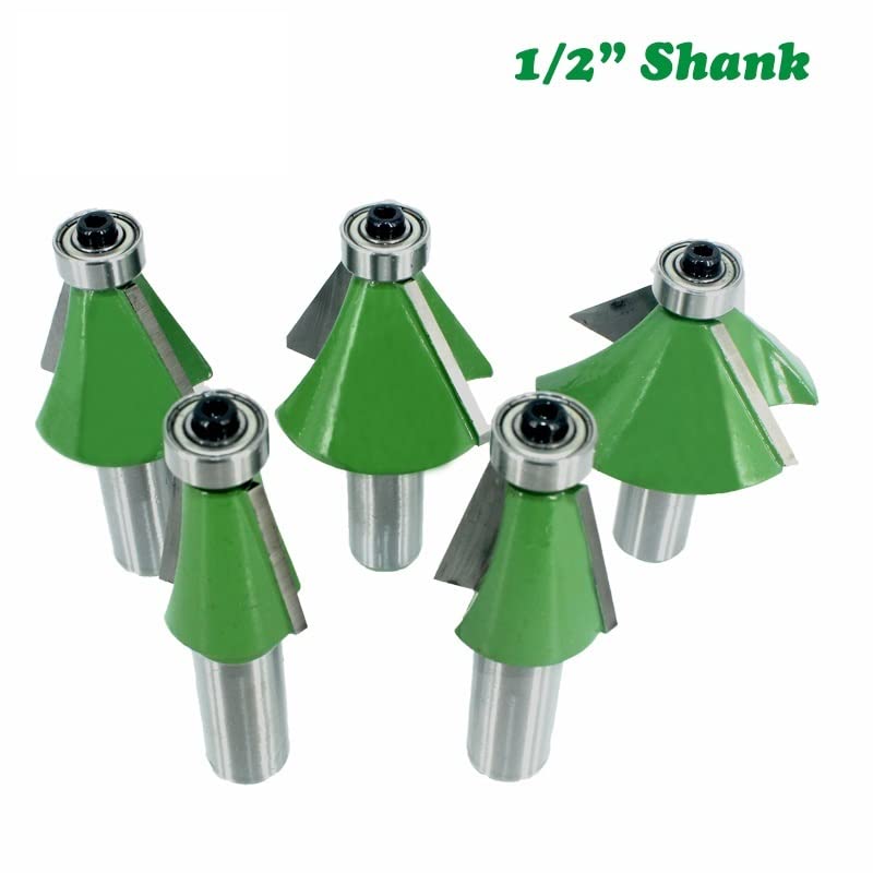 Set di Frese for Smusso 5 Pezzi con Codolo 1/2 11.25 15 22. 30 for La Lavorazione del Legno da 45 Gradi(12.7mm Shank)