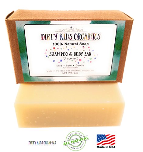Image of 2 Pack Baby & Kid Shampoo & Body Wash Bar Soap 4 Oz Long Lasting Bars | Natural & Organic Formula For Head, Face, Body & Hair | No Scents, No Colors, No Additives | Dirty Kids Organics