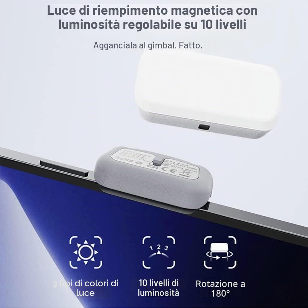 HoHem Smartphone Gimbal iSteady XE Kit Stabilizzatore per telefoni cellulari a 3 assi per iPhone 14 13 Pro Max & Android,Luce di riempimento,per Youtuber,Vlog,Registrazione video(Colore nero)