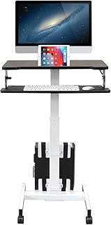 Scrivania regolabile in altezza con doppio vassoio, postazione di lavoro per computer su 4 ruote bloccabili, capacità di carico 10 kg, dimensioni 70 x 40 cm, regolazione in altezza 76-121 cm