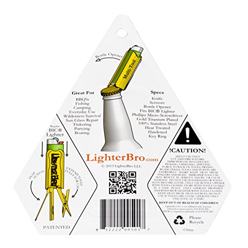 LighterBro Lighter Sleeve - Multi-tool - Stainless Steel (Black + Gold)