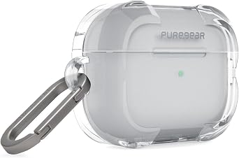 PureGear Rugged Heavy-Duty Case + Carabiner for AirPods Pro 2nd/1st Generations, Military Tested and Approved, Durable Scratch Resistant TPU, Includes Convenient Carbiner Clip, Lifetime, Clear