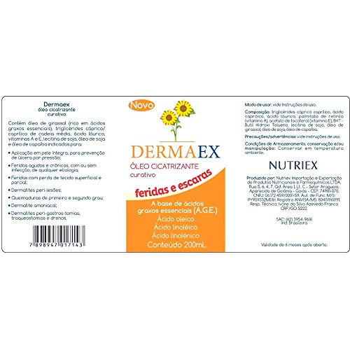 Óleo de Girassol Cicatrizante, Transparente, Demaex, 200 ml