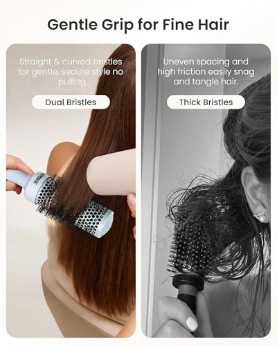 AIMIKE NaturaVol Round Brush for Blow Out,Nano Thermal Ceramic-Coated Round Hair Brush for Fine Hair,Fast Blow Dry for Smooth Salon-Style Finish at Home,Adds Volume,Teal (1.7Barrel,2.5with Bristles)