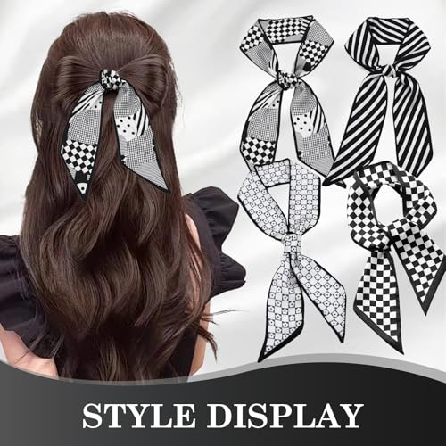 4 Pcs Elegant Satin Purse Scarf, 34 Inch Length, Decorative Handbag Handle Wrap3