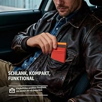 YESIIW Minimalistische Brieftasche-RFID-Schutz-Kartenhalter-Pop up Geldbörse-Schlankes Kartenetui mit Münzfach, Geldbörse Herren Klein Portmonee Slim Wallet for Men Orange – Ansicht 7