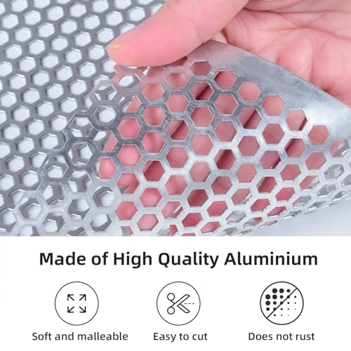 Image of AggAuto Universal 40 inchx13 inch Car Grill Mesh - Aluminum Alloy Automotive Grille Insert Bumper Honeycomb Hole 6mm Spacing 2mm, One of the Most Multifunctional Shape Grids 100x33cm Silver