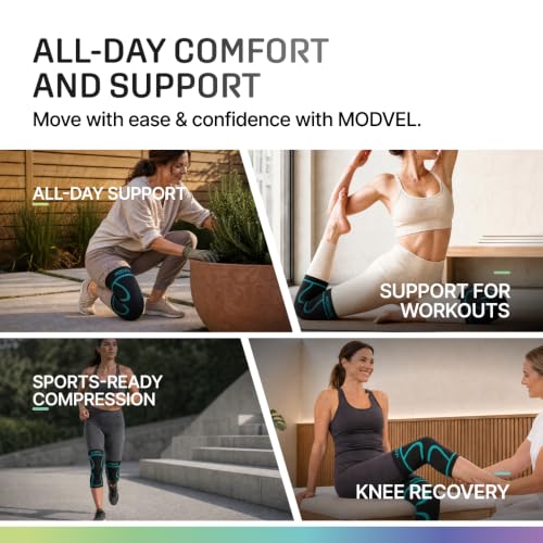 Image of Modvel 2 Pack Knee Brace for Women - Knee Support for Walking, Knee Compression Sleeves for Pain Relief, Knee Sleeves for Women, Knee Brace for Sports, Workouts & Arthritis