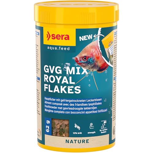 sera GVG Mix Royal Flakes 250 ml (62 g) – Hauptfutter für oberflächenfressende Zierfische mit ganzen getrockneten Futtertieren | abwechslungsreich & formstabil