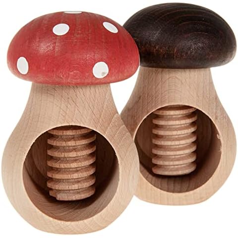 SIDCO Nussknacker Steinpilz + Fliegenpilz Nussschraube 2 x Pilz Nussbrecher Holz Cover