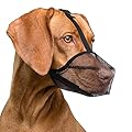 ILEPARK Dog Muzzle with Rounded Mesh, Breathable Muzzle for Small Medium Large Dogs, Prevent Eating, Biting and Chewing(L, Black)