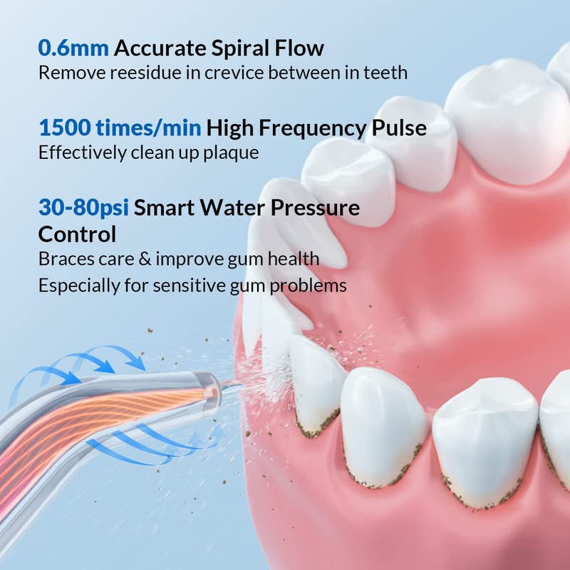 Image of P50 Premium Smart Water Flosser for Teeth Cordless Easy Cleaning 180ml Tank Magnetic Jet 5 Modes BPA Free IPX7 Pouch with 4 Nozzles Teeth Cleaner for Braces Implants Prevent Plaque Nice Gifts