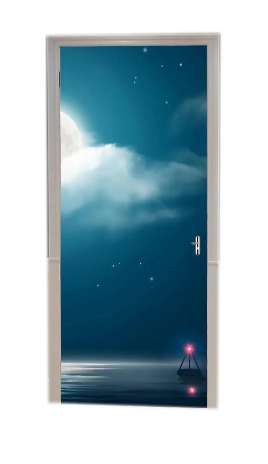 Autocollant de paysage d'ocean pour masquer une porte abimee facilement