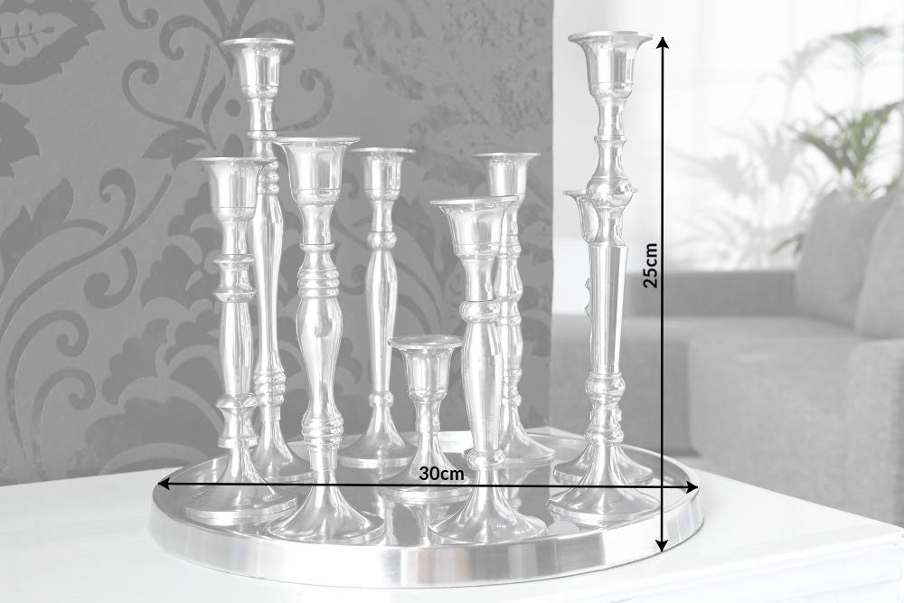 Kerzenständer MODERN BAROCK 30cm - Silber - Metall Aluminium 9 Kerzen