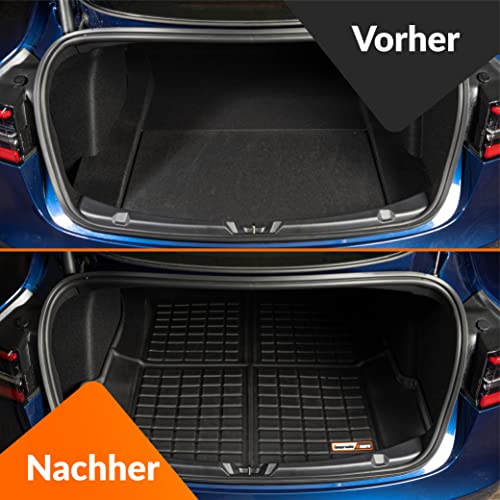 Upgrade4cars Kofferraummatte kompatibel für Tesla Model 3 | Gummi Kofferraumwanne Wasserdicht & rutschfest | Autozubehör Innenraum