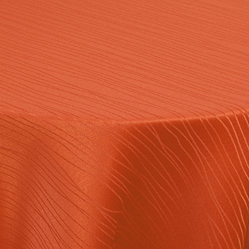MODERNO Tischdecke Stoff Textil Tafeldecke Damast Jacquard Tischtuch | Sultan Wellen Streifen Design| Premium Qualität | als Top Sonderpreis Sonderposten | rund 180 cm in Orange Cover