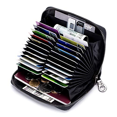Genuine Leather Wallet Credit Card Holder RFID Blocking Travel Passport Organizer for Men and Women (Black)2
