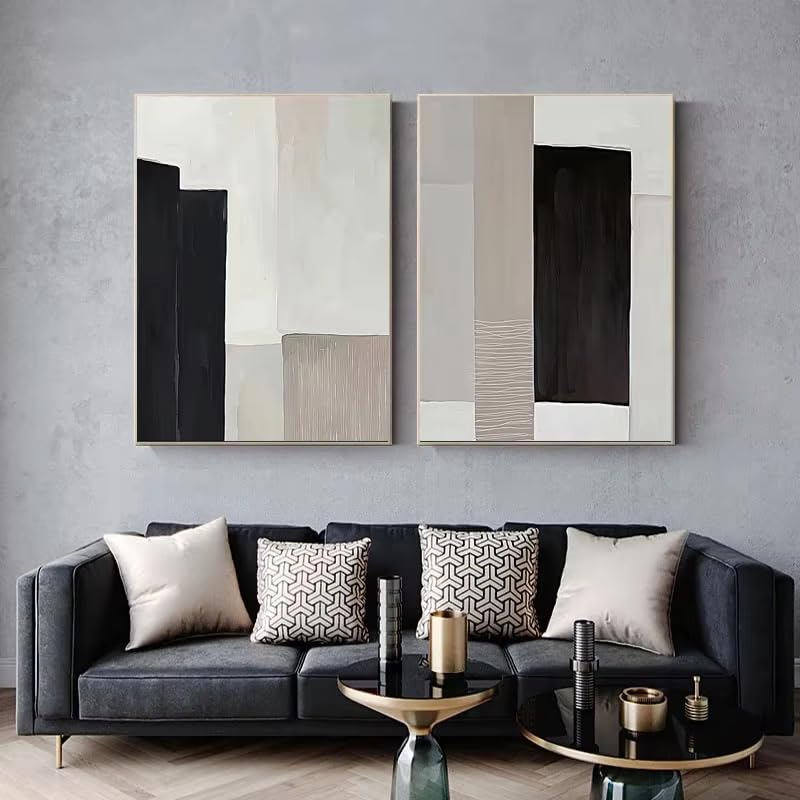 Cuadros modernos abstractos azul y negro 30x45cm juego de 2 láminas decorativas para salón