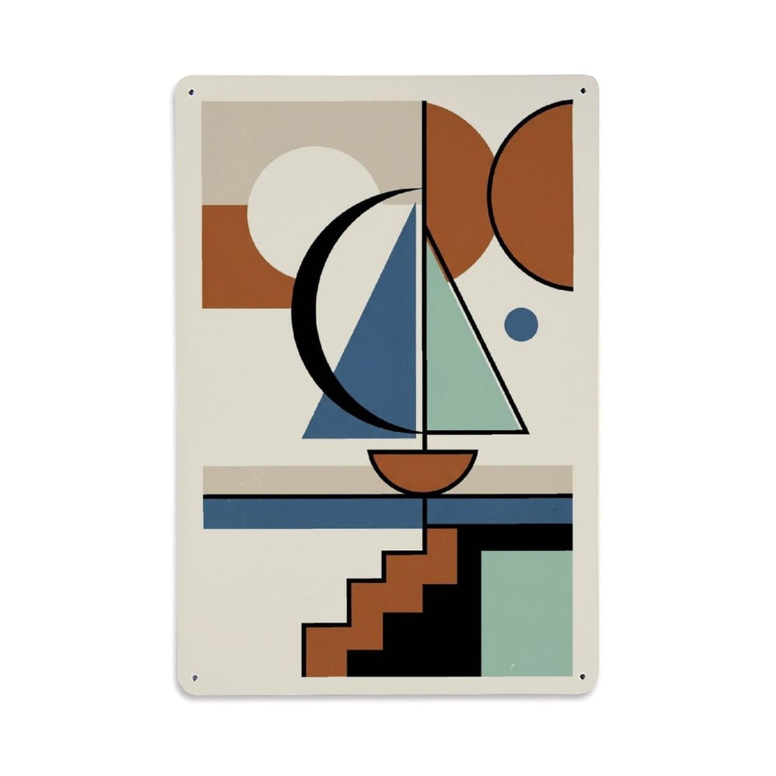 Rounded Forms Seaside Sailboat Vertical Shape Layout Metal Tin Sign Plaque Wall Decor for Cafe, Man Cave, Club Bar, Office, Home Garden Round Metal Poster 8x12Inch