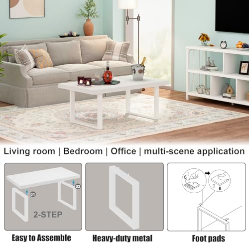 IBF 100 cm Weiß Industrial Couchtisch Wohnzimmertisch Sofatisch – Ansicht 5