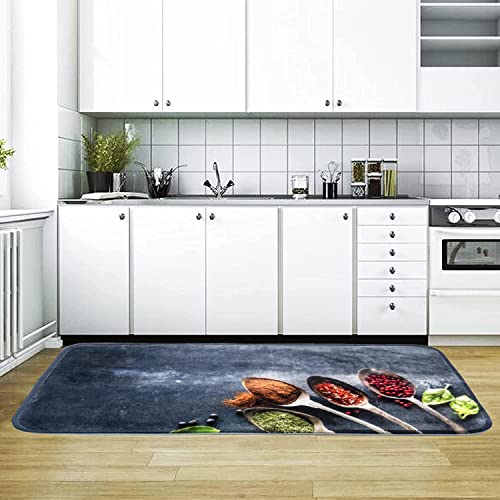 Kitchen Rugs,Kitchen Floor Mats,Super Soft Absorbent Kitchen Carpets Non Slip Kitchen Rugs,17"X47" 3D Print Flannel Personality Rugs To Enhance The Fun Of Cooking In The Kitchen #TOP1