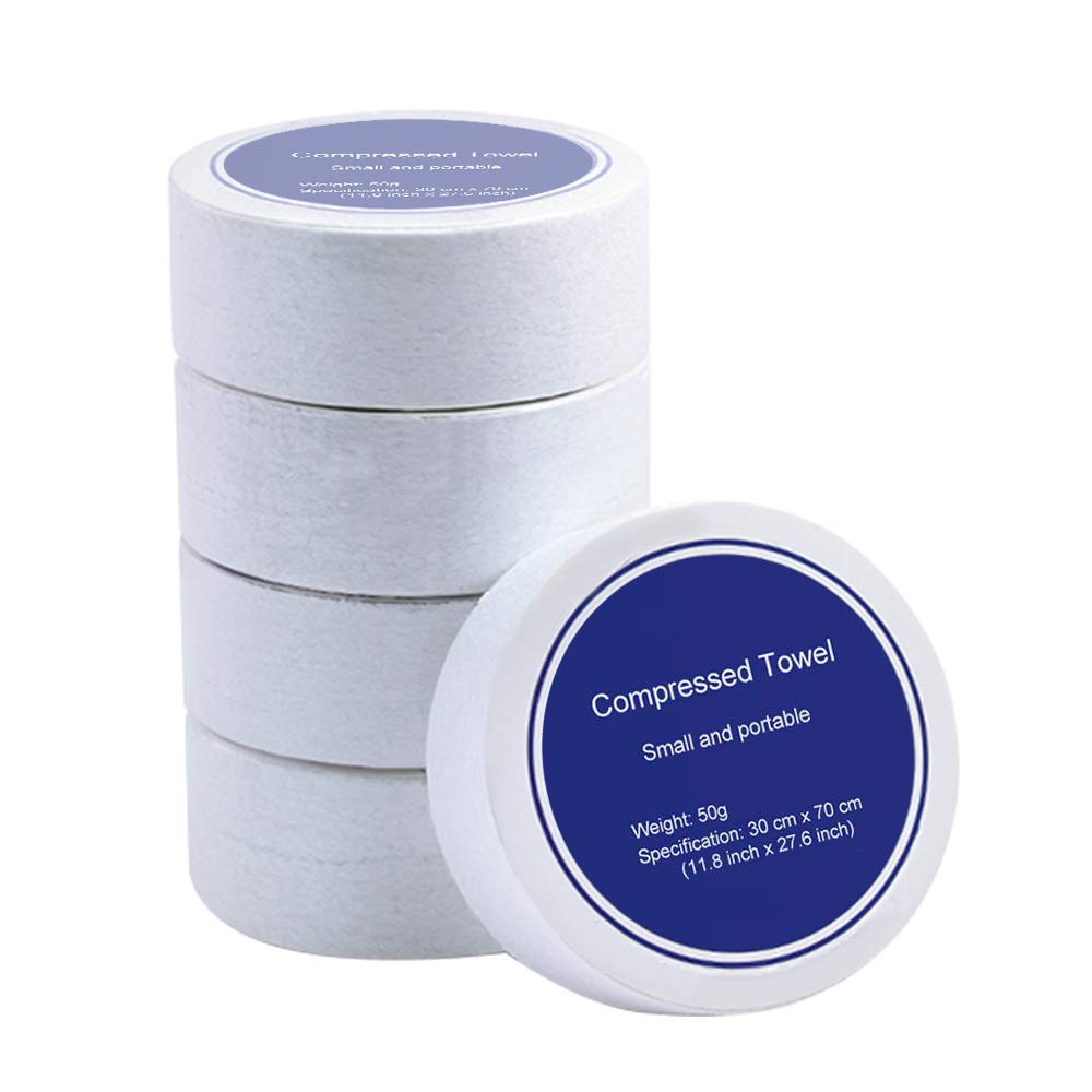 BonShine Compressed Towel 5PC Reusable Compressed Bath Towels Tablets, 100% Cotton Disposable Washcloth for Travel Businesstrip Home, Compact Towel, 30cm x 70cm