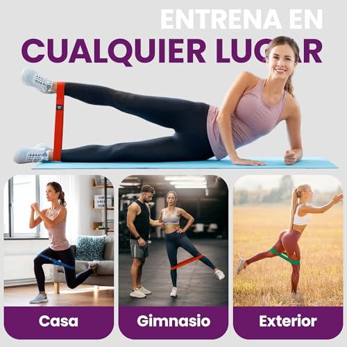 Bandas Elásticas Musculacion en Bucle Set/Cintas de Resistencia + eBook Guía de Ejercicios | Natural Loop Glúteos Bands, Fitness Gimnástica Gluteband Gomas Boxeo Pilates Yoga - imagen 7