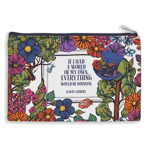 Image of Steel Mill & Co Canvas Pencil Pouch, Zipper Bag for Purse and Cosmetics, 9.75 inch x 6.5 inch Cute Pen Case for Book Lovers (Alice's Adventures in Wonderland)