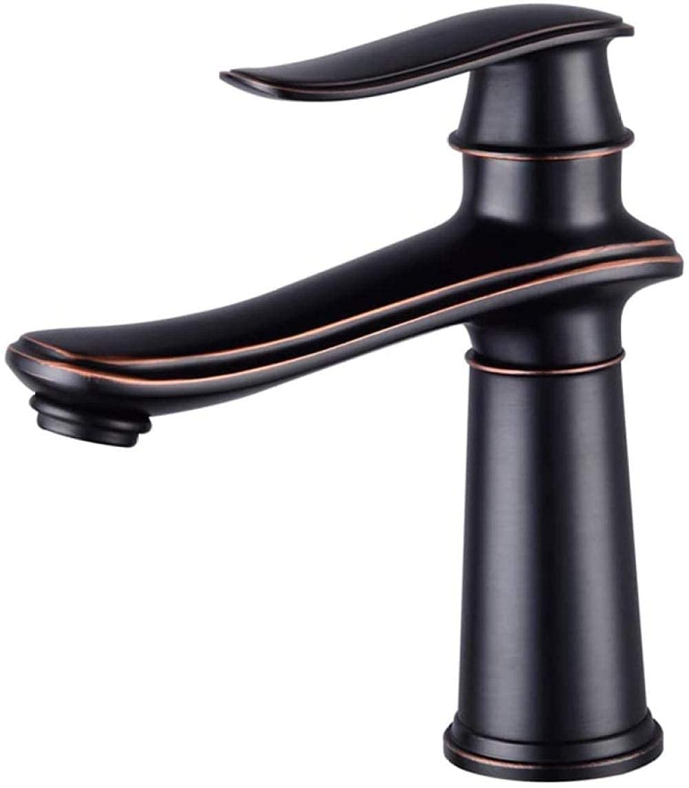 Rubinetti per lavello, rubinetto per lavello da cucina, rame monocomando, rubinetti per acqua calda e fredda, miscelatore per lavabo, facile da pulire/nero/altezza 20,1 cm Comfortable anniversary