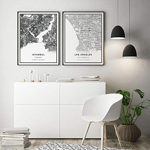 Squareious Istanbul Map Poster Print | Modern Black And White Wall Art | Scandinavian Home Decor | Turkey City Prints Artwork | Fine Art Posters 8.5X11 #TOP3