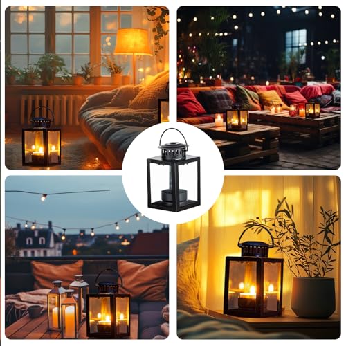 ZHEJIA キャンドルランタン ミニパティオランタン ブラック