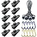 ENGESTON Set di 30 Clips per teloni e Morsetti, 10 Morsetti Resistenti per teloni, 10 Corde Elastiche a Sfera e 10 Fibbie per teloni per Tende, Campeggio all'aperto, Copertura per Tenda da Piscina