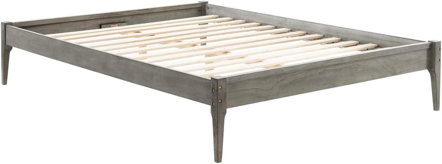 ModwayMOD-6244-GRY June Twin Wood Platform Bed Frame, Gray