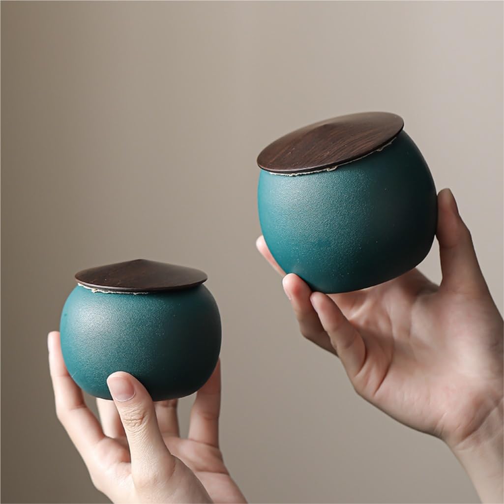 Lata de té Tarro de cerámica for almacenar té a Granel, for Cocina doméstica, pequeño Tarro Sellado, Juego Chino, for, Individual Carrito de té(C-2)
