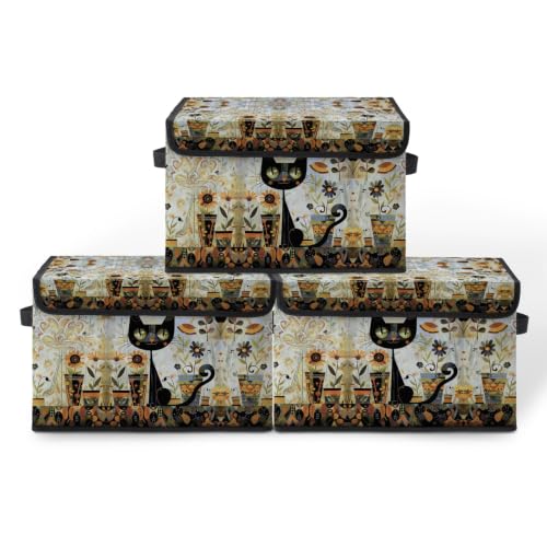 Image of Fabric Storage Bins with Lids,Under Bed Storage Containers 3Pack | Stackable Clothes Storage Bins with Lids,Closet Organizers Fabric Box for Home and Office,Blanket Clothes Organizers