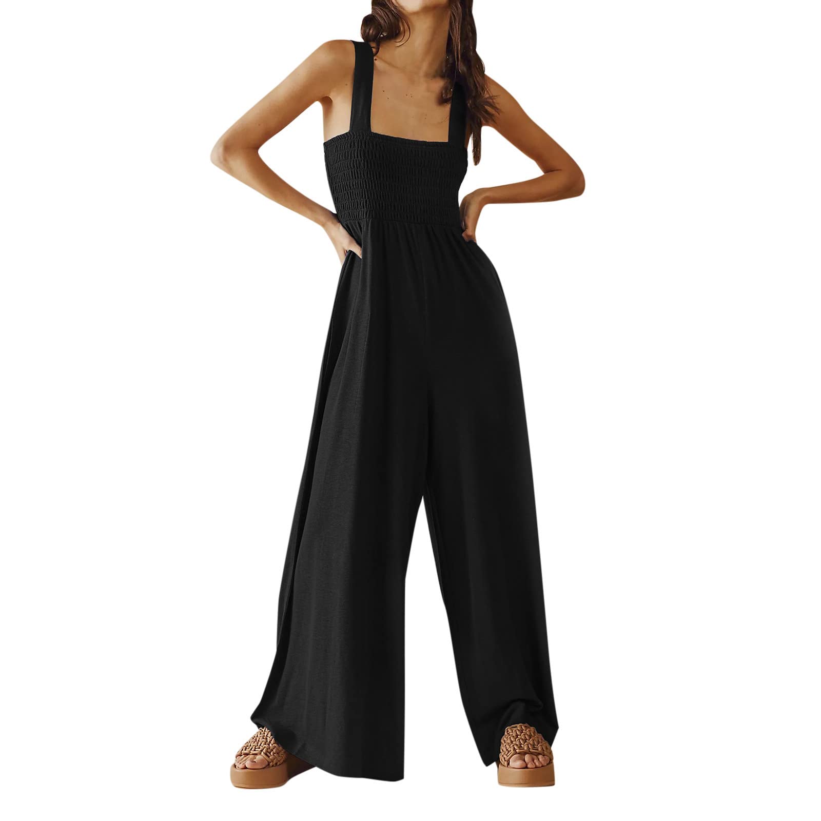 ADMAY Yoga Pantalones Chándal Leggins Deportivos Mujer Y22K Mono de Mujer de Túnica Slim Fit con Tirantes de Pierna Ancha Mono con Tirantes con Bolsillos Pijama Cremallera