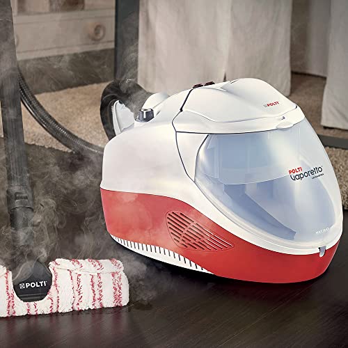POLTI PVEU0083 Lecoaspira FAV50_Multifloor Halbautomatischer Dampfsauger mit umfangreichem Zubehör, 2450 Watt, rot