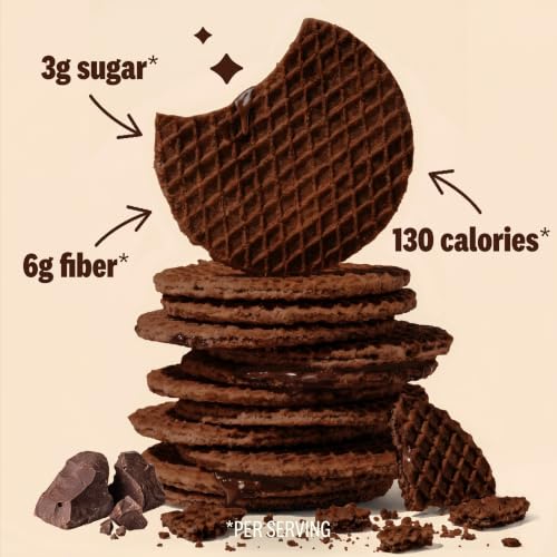Image of Rip Van Wafels Chocolate Brownie Stroopwafels - Healthy Snacks - Non GMO Snack - Keto Friendly - Office Snacks - Low Sugar (3g) - Low Calorie Snack - 1.16 Ounce (Pack of 24)